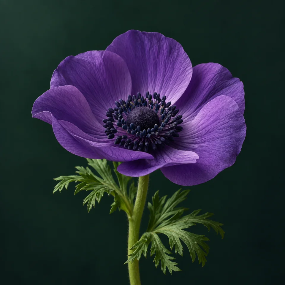Anemone against a dark green background