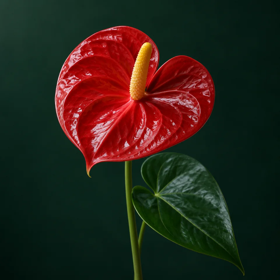 Anthurium against a dark green background