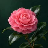 Camellia against a dark green background