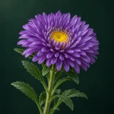 China aster against a dark green background