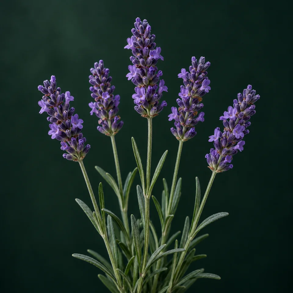 Lavanda sobre un fondo verde oscuro