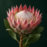 King protea against a dark green background