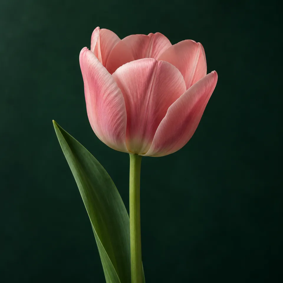 Tulip against a dark green background